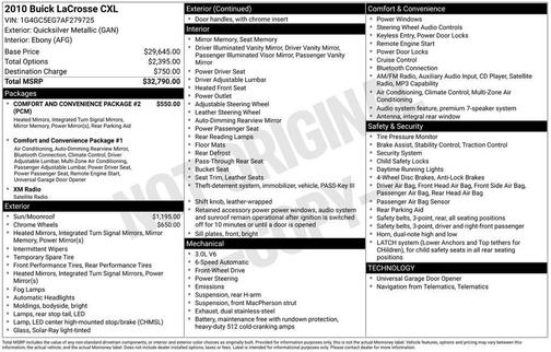 Quicksilver Metallic 2010 Buick LaCrosse CXL