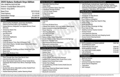 2025 Subaru Outback Onyx Edition