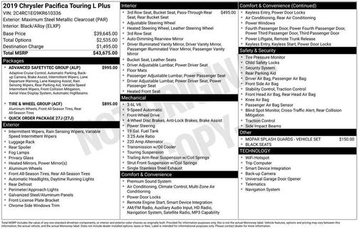 Maximum Steel Metallic 2019 Chrysler Pacifica Touring-L Plus