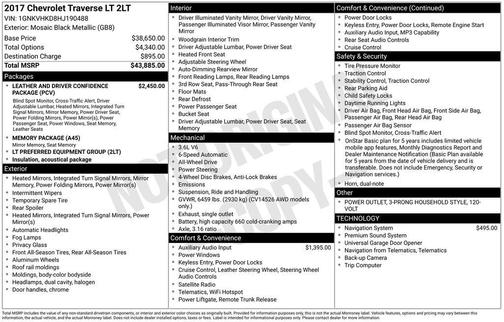 Mosaic Black Metallic 2017 Chevrolet Traverse 2LT