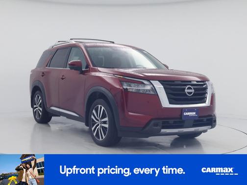 Red 2025 Nissan Pathfinder Platinum