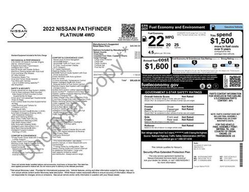Deep Ocean Blue Pearl 2022 Nissan Pathfinder Platinum 4WD