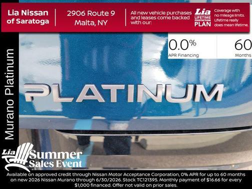 Aurora Blue Pearl Metallic/Super Black 2026 Nissan Murano Platinum