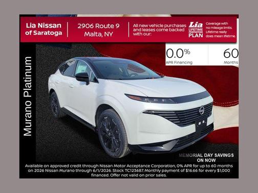 Everest White Pearl Tricoat/Super Black 2026 Nissan Murano Platinum