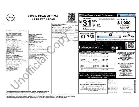 Black 2024 Nissan Altima 2.5 SR
