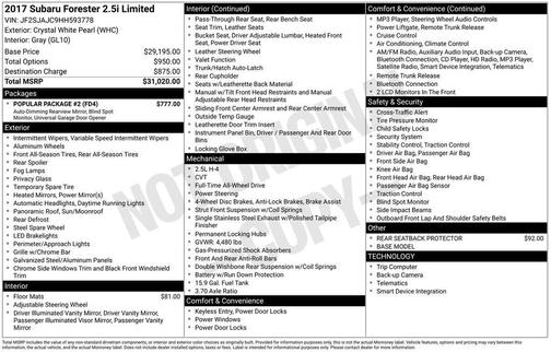 2017 Subaru Forester 2.5i Limited
