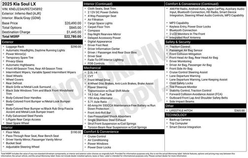 Inferno Red 2025 Kia Soul LX
