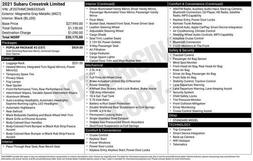 Magnetite Gray Metallic 2021 Subaru Crosstrek Limited
