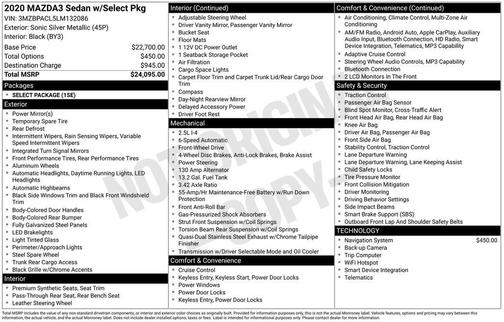 2020 Mazda Mazda3 FWD w/Select Package