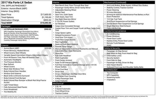 Aurora Black 2017 Kia Forte LX