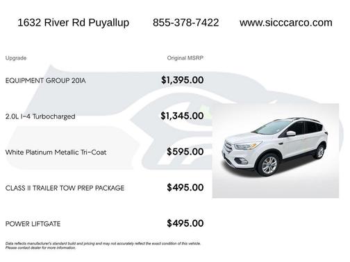 White Platinum Metallic Tri-Coat 2017 Ford Escape SE