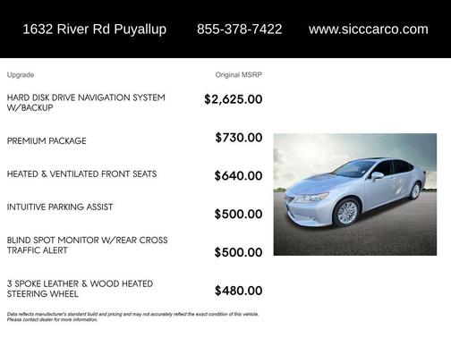 Silver Lining Metallic 2014 Lexus ES 350 Base
