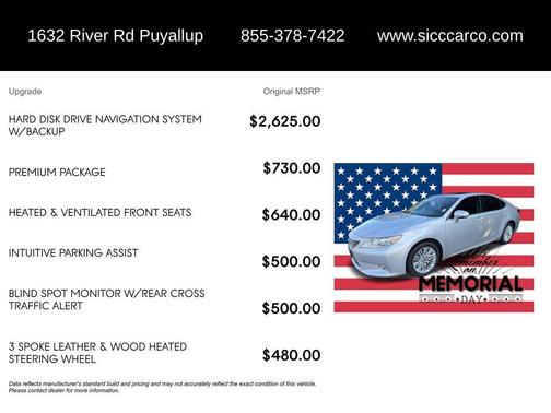 Silver Lining Metallic 2014 Lexus ES 350 Base