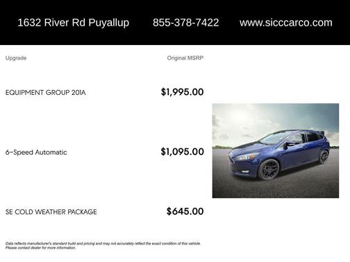 Kona Blue 2016 Ford Focus SE