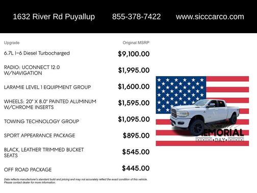 Bright White Clearcoat 2019 RAM 2500 Laramie Crew Cab 4x4 6'4' Box