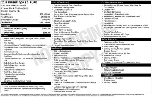 Black Obsidian 2018 INFINITI Q60 2.0t PURE