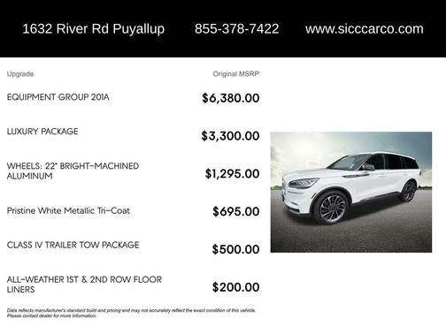 White Metallic 2022 Lincoln Aviator Reserve AWD