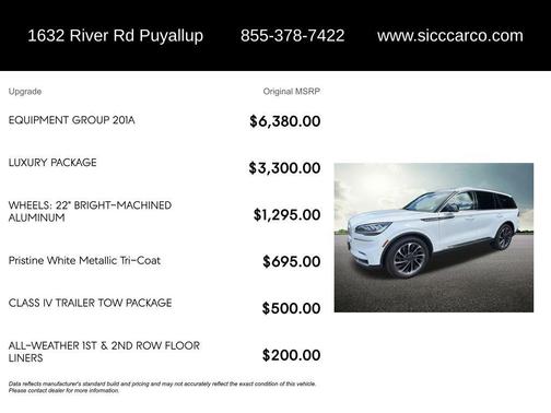 White Metallic 2022 Lincoln Aviator Reserve AWD