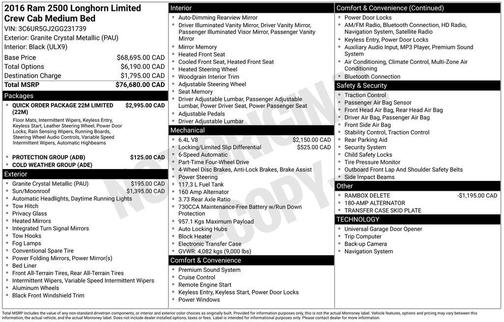2016 RAM 2500 Longhorn