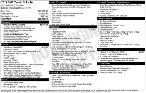 White Frost Tri-Coat 2017 GMC Terrain SLT