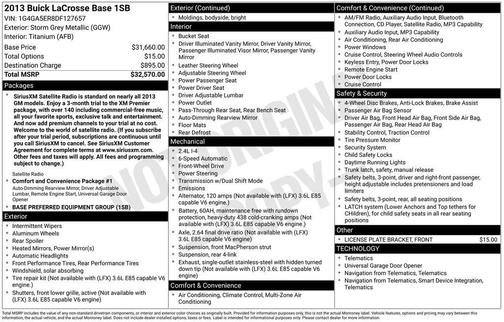 Storm Gray Metallic 2013 Buick LaCrosse Base