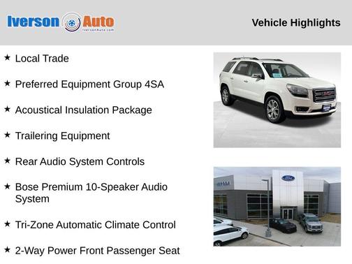 Summit White 2014 GMC Acadia SLT-1