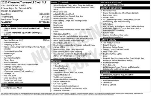 2020 Chevrolet Traverse LT Cloth