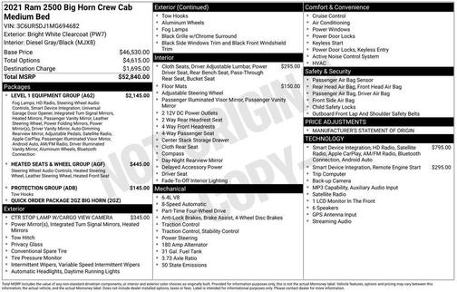 Bright White Clearcoat 2021 RAM 2500 Big Horn