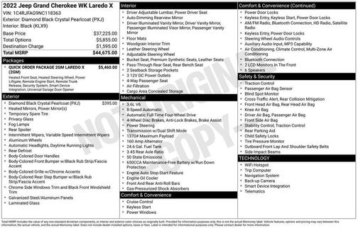 Diamond Black 2022 Jeep Grand Cherokee WK Laredo