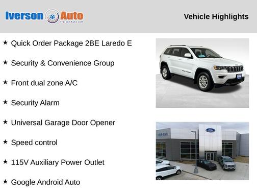 Bright White Clearcoat 2020 Jeep Grand Cherokee Laredo E
