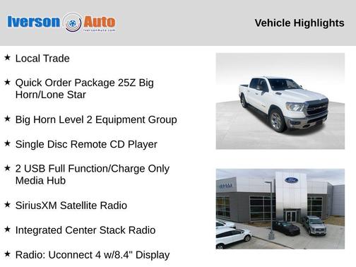 Bright White Clearcoat 2019 RAM 1500 Big Horn