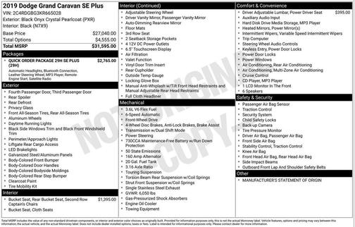 2019 Dodge Grand Caravan SE