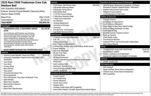 2025 RAM 2500 Tradesman Crew Cab 4x4 6'4' Box