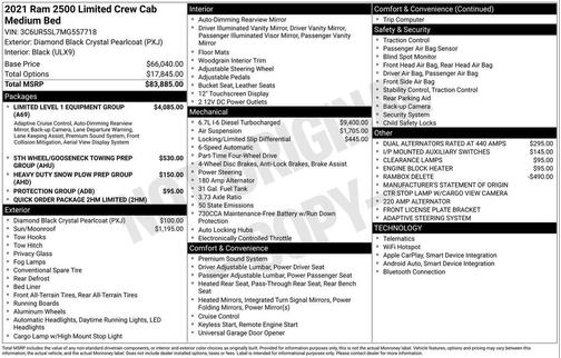 2021 RAM 2500 Limited Crew Cab 4x4 6'4' Box