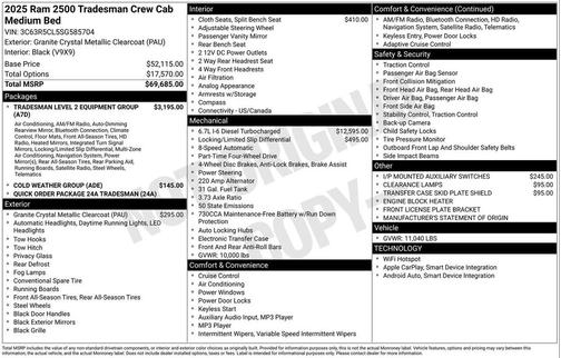 2025 RAM 2500 Tradesman Crew Cab 4x4 6'4' Box