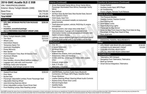 2016 GMC Acadia SLE-2