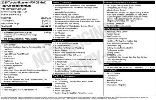 2025 Toyota 4Runner TRD Off Road Premium