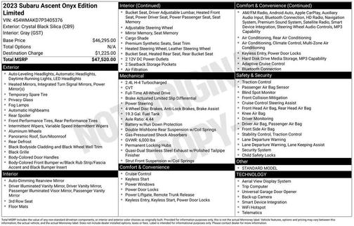 2023 Subaru Ascent Onyx Edition Limited 7-Passenger