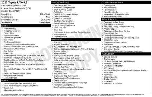 Silver Sky Metallic 2023 Toyota RAV4 LE
