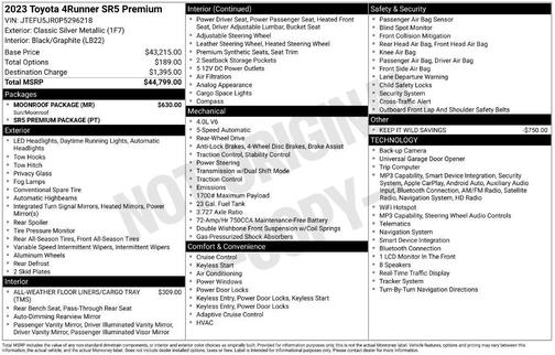 Classic Silver Metallic 2023 Toyota 4Runner SR5 Premium