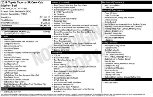 Silver Sky Metallic 2018 Toyota Tacoma SR