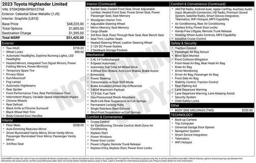 Celestial Silver Metallic 2023 Toyota Highlander Limited