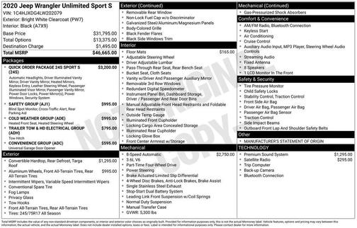 2020 Jeep Wrangler Unlimited Sport