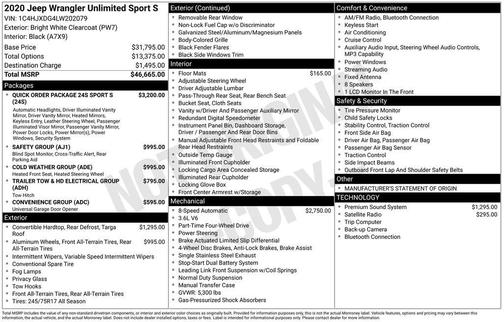 2020 Jeep Wrangler Unlimited Sport