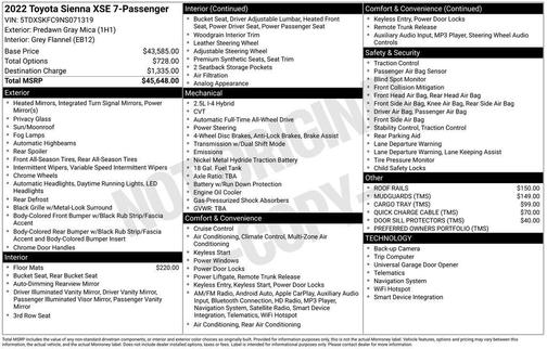 2022 Toyota Sienna XSE 7 Passenger
