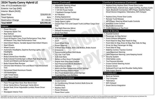 2024 Toyota Camry Hybrid LE