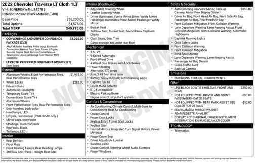 2022 Chevrolet Traverse LT Cloth