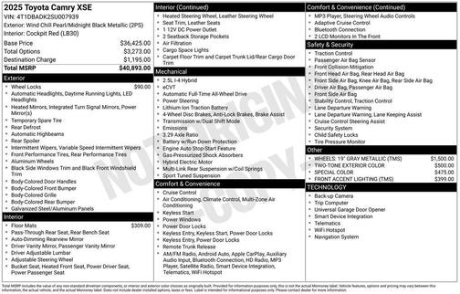 2025 Toyota Camry XSE