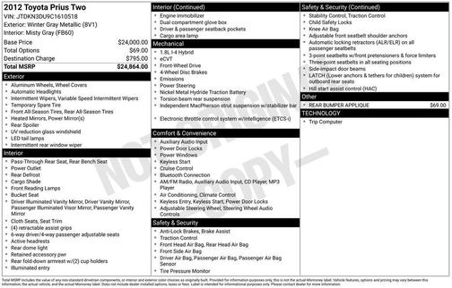 2012 Toyota Prius Two