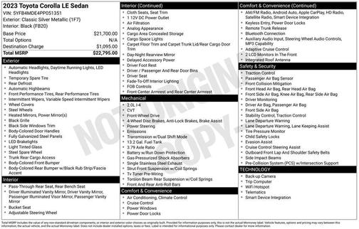 Classic Silver Metallic 2023 Toyota Corolla LE